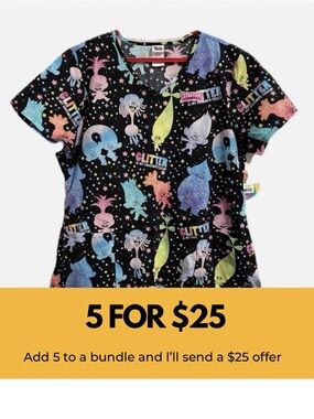 Trolls scrub top. NWT
